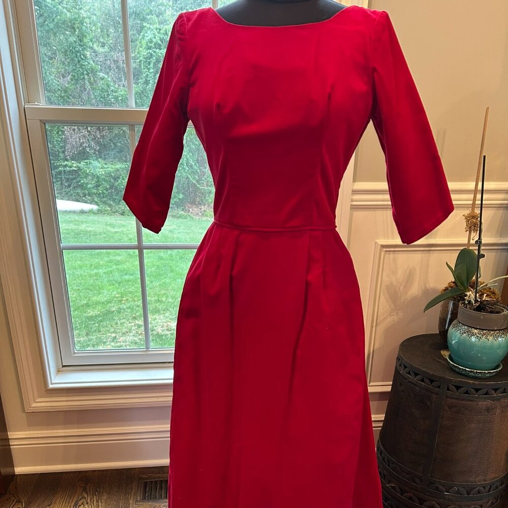 Vintage Deep Red Velour Full-length Formal Gown - Women's Small/Medium